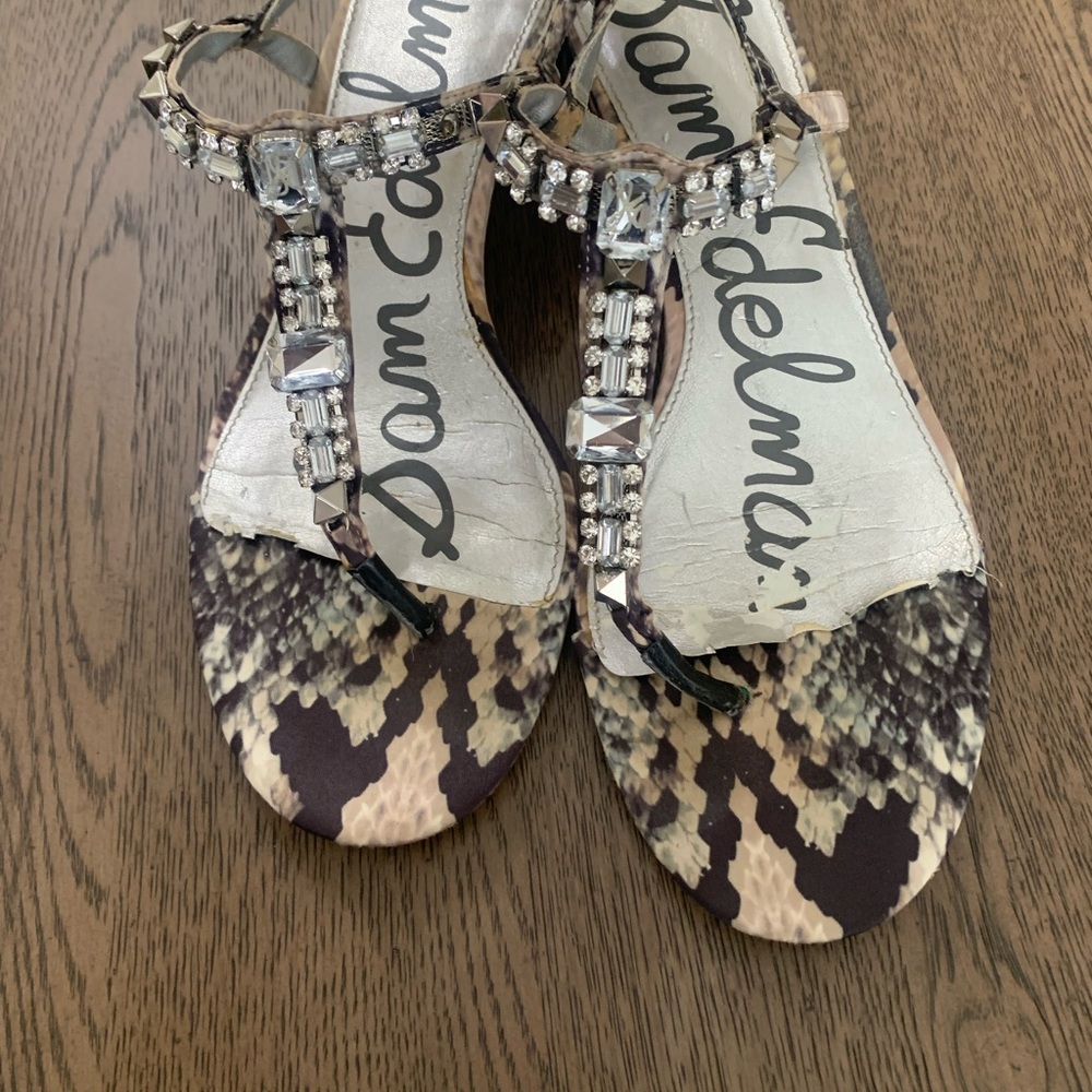 Sam Edelman Black and Brown Sandals with Snakeskin Pattern
